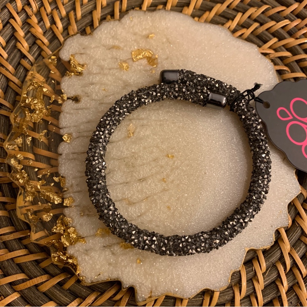 Roll Out The Glitz Black Hematite Coil Bracelet